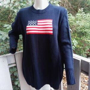 USA Flag Patriotic Crewneck Pullover Sweater Top